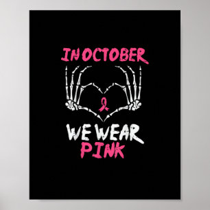 Breast Cancer Awareness Skeleton Heart Women Poster