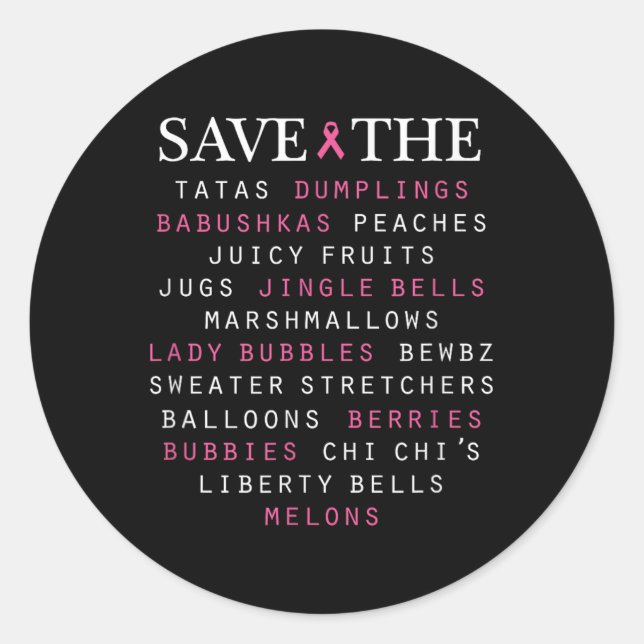 Breast Cancer Awareness Slang Terms  Classic Round Sticker (Front)
