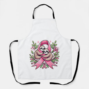 Breast Cancer Awareness Sloth Ribbon Tee T-Shirt Apron