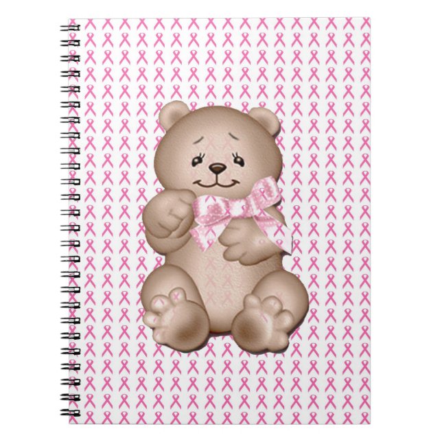 Breast Cancer Awareness Spiral Notebook Teddy Bear (Front)