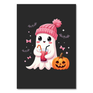 Breast Cancer Awareness Spooky Ghost Halloween Table Number