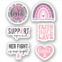 Breast Cancer Awareness Sticker Pack Pink Ribbon
