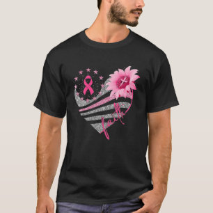Breast Cancer Awareness Sun Flower Faith Bling Bli T-Shirt