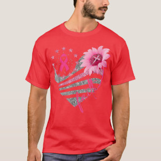 Breast Cancer Awareness Sun Flower Faith Bling Bli T-Shirt