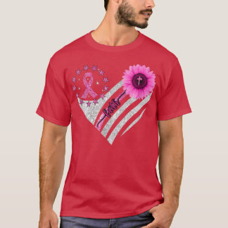 Breast Cancer Awareness Sunflower Faith Bling Blin T-Shirt