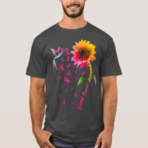 Breast Cancer Awareness Sunflower Hummingbird 308 T-Shirt