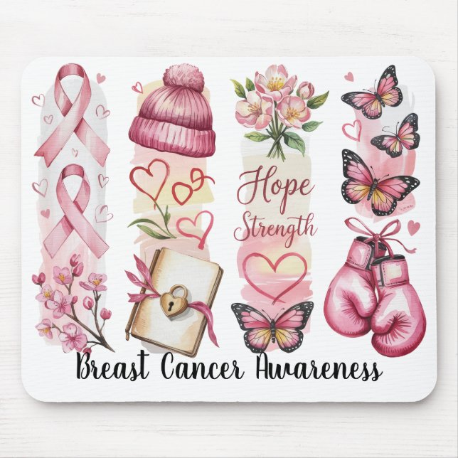 BREAST CANCER AWARENESS SUPPORT BRUSH STROKES MOUSE MAT (Front)