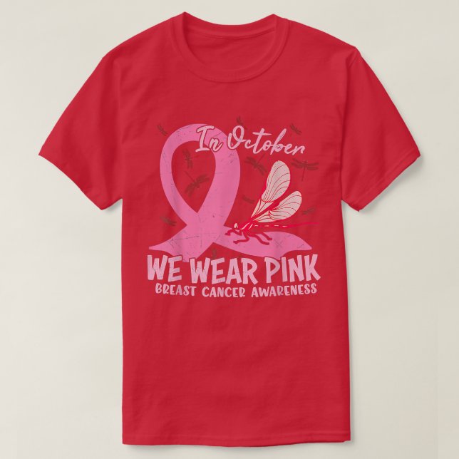 Breast Cancer Awareness Support In October We Wear T-Shirt (Design Front)