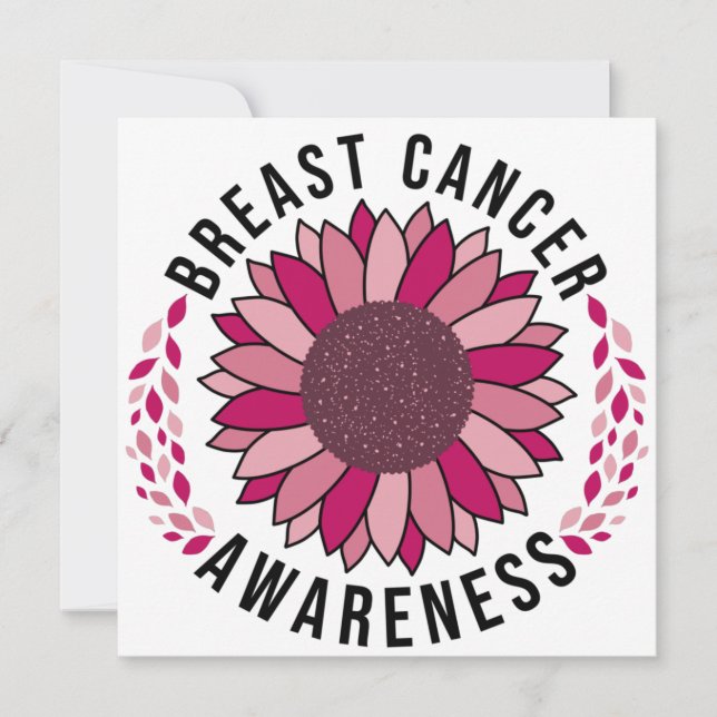 Breast Cancer Awareness Support Pink Flower Invitation (Front)