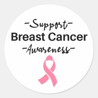 Breast Cancer Awareness Support Pink Ribbon Classic Round Sticker