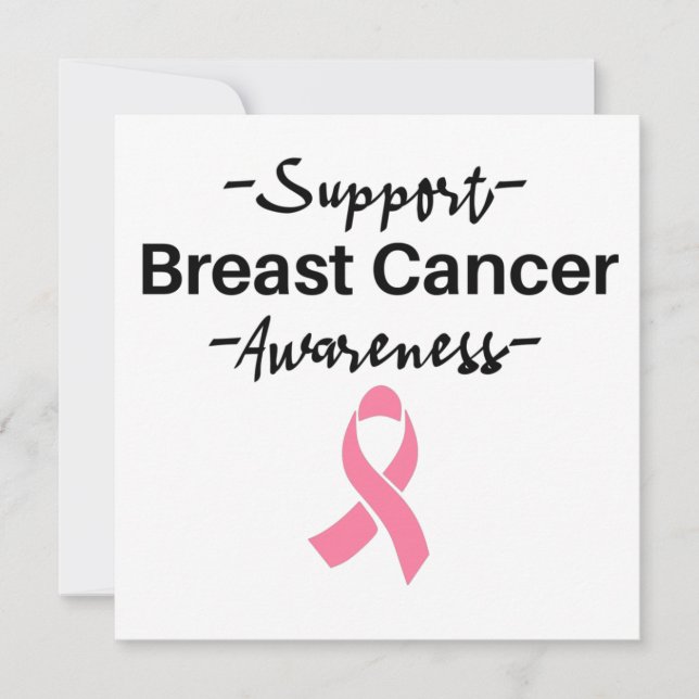 Breast Cancer Awareness Support Pink Ribbon Invitation (Front)