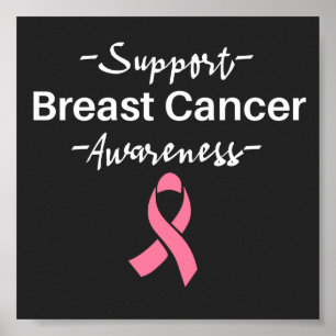 Breast Cancer Awareness Support Pink Ribbon Poster
