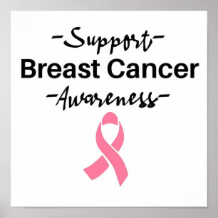 Breast Cancer Awareness Support Pink Ribbon Poster