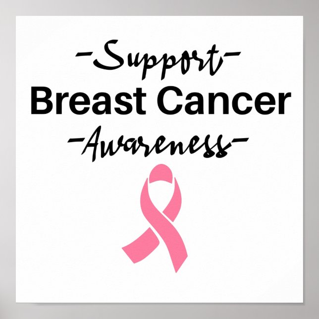 Breast Cancer Awareness Support Pink Ribbon Poster (Front)