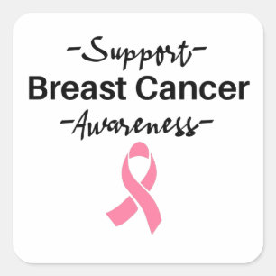 Breast Cancer Awareness Support Pink Ribbon Square Sticker