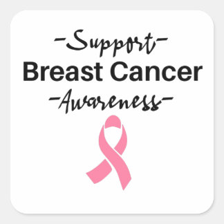 Breast Cancer Awareness Support Pink Ribbon Square Sticker