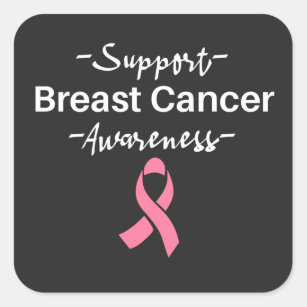 Breast Cancer Awareness Support Pink Ribbon Square Sticker