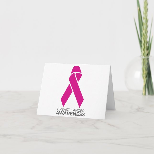 Breast Cancer Awareness Support Pink Ribbon Thank You Card (Front)