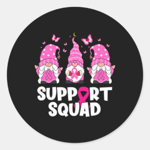Breast Cancer Awareness Support Squad Gnomes Pink  Classic Round Sticker