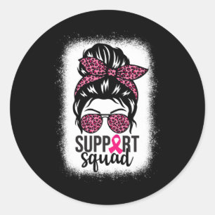 Breast Cancer Awareness Support-squad Messy Bun Wa Classic Round Sticker