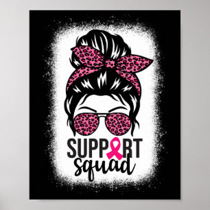 Breast Cancer Awareness Support-squad Messy Bun Wa Poster
