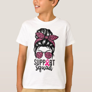 Breast Cancer Awareness Support-squad Messy Bun Wa T-Shirt