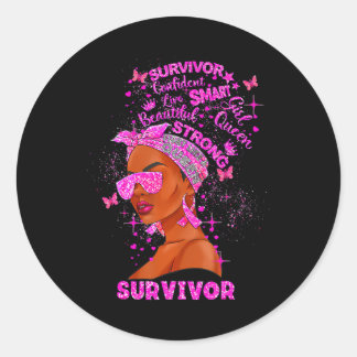 Breast Cancer Awareness Survivor Black Women Classic Round Sticker