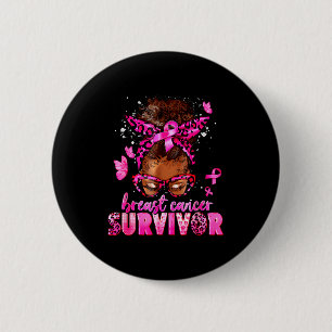 Breast Cancer Awareness Survivor Black Women Melan 6 Cm Round Badge