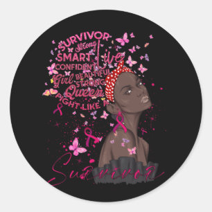 Breast Cancer Awareness Survivor Black Women Melan Classic Round Sticker