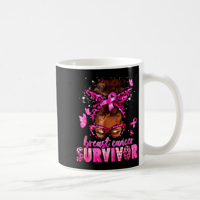Breast Cancer Awareness Survivor Black Women Melan Coffee Mug (Right)