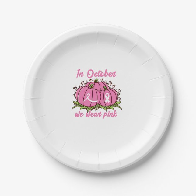Breast Cancer Awareness Tee October Wear Pink Than Paper Plate (Front)