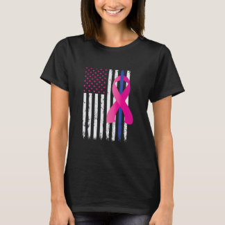 Breast Cancer Awareness Thin Blue Line T-Shirt