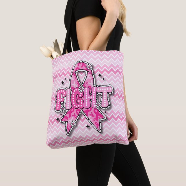 Breast Cancer Awareness Tote Bag  (Close Up)