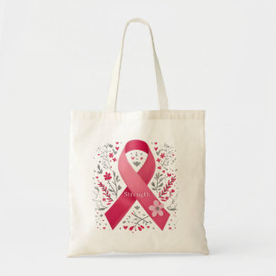Breast Cancer Awareness Tote Bag Pink Ribbon