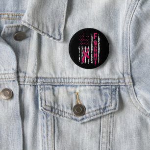 Breast Cancer Awareness USA Flag 6 Cm Round Badge