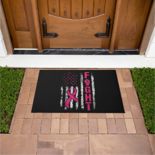 Breast Cancer Awareness USA Flag Doormat
