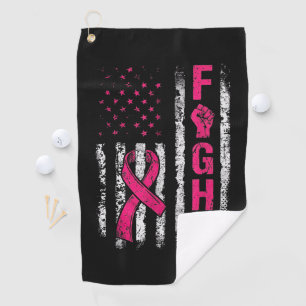 Breast Cancer Awareness USA Flag Golf Towel