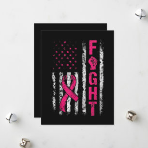 Breast Cancer Awareness USA Flag Holiday Card