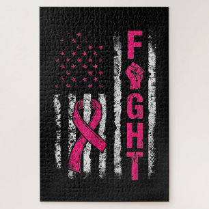 Breast Cancer Awareness USA Flag Jigsaw Puzzle