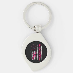 Breast Cancer Awareness USA Flag Key Ring