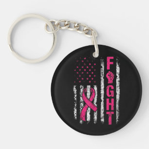Breast Cancer Awareness USA Flag Key Ring