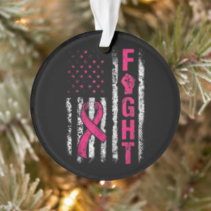Breast Cancer Awareness USA Flag Ornament