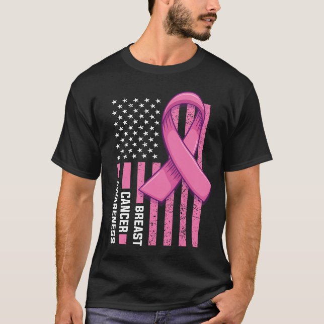 Breast Cancer Awareness USA Flag Pink Shirt,Breast T-Shirt (Front)
