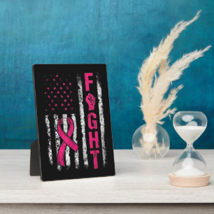Breast Cancer Awareness USA Flag Plaque