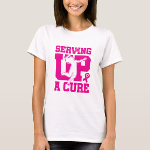 Breast Cancer Awareness Volleyball Serving a Cure T-Shirt