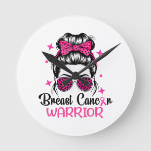 Breast Cancer Awareness Warrior Round Clock