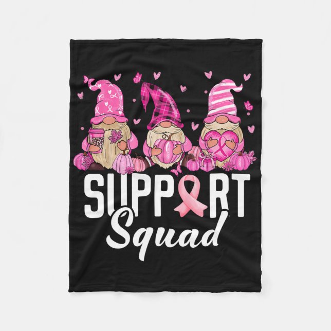 Breast Cancer Awareness Warrior Support Squad Gnom Fleece Blanket (Front)