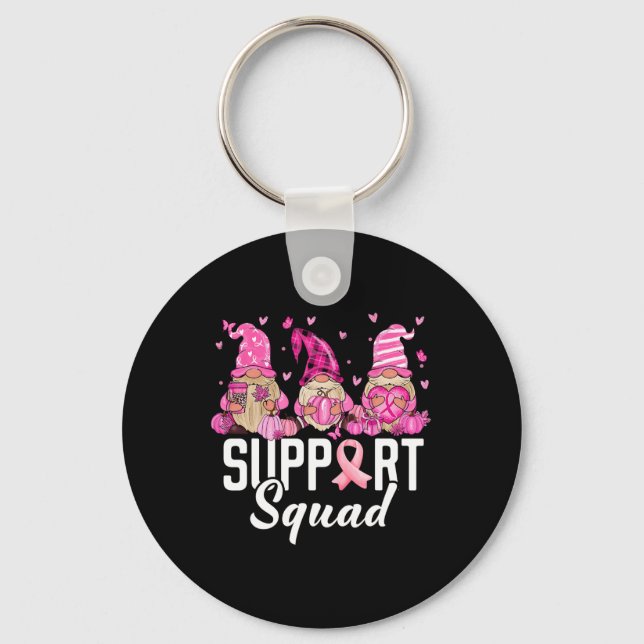 Breast Cancer Awareness Warrior Support Squad Gnom Key Ring (Front)