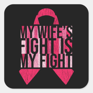 Breast Cancer Awareness Wife Husband Matching Square Sticker