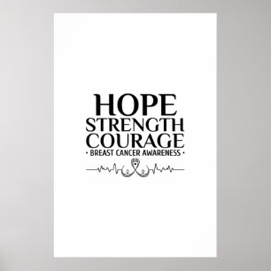 breast cancer awareness with a ribbon and a quote. poster